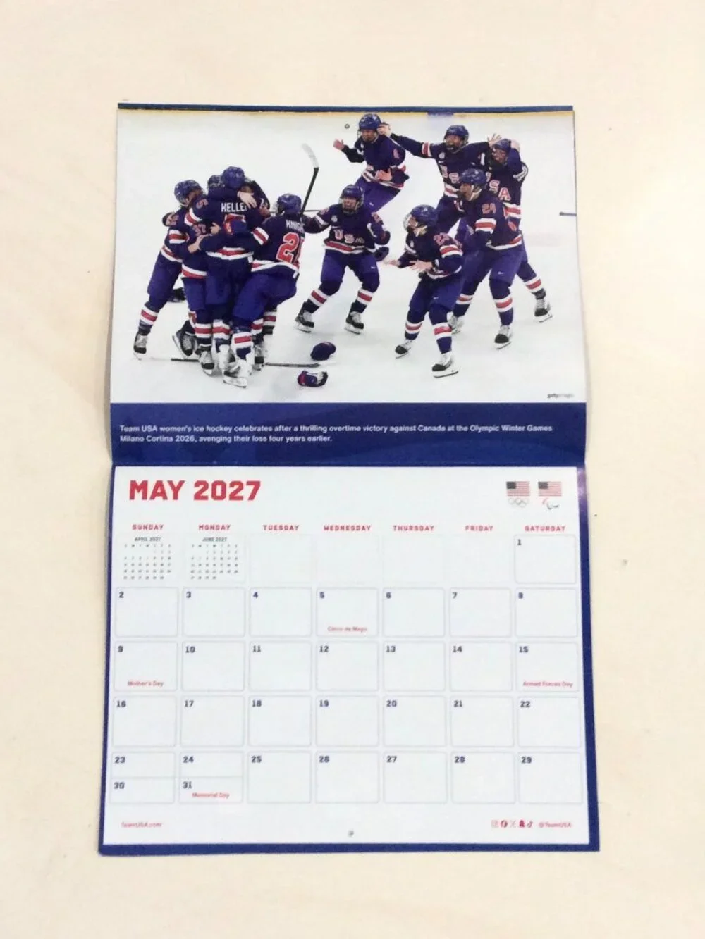 2027 Team USA 16-Month Wall Calendar 10.5